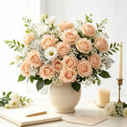Kimura's Cabin 12pcs Real Touch Rose Artificial Flowers Long Stem,Champagne - Image 3