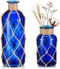 Chuangdi Set of 2 Coastal Glass Flower Vase with Boho Rope, Deep Sea Blue by Chuangdi