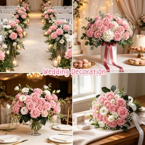 Kimura's Cabin 12pcs Real Touch Roses Artificial Flowers Lifelike Rose,Pink - Image 6