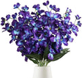 10 PCS Orchid Artificial Flowers Fake Orchid Silk Flowers 27 inches Purple Blue Faux Flowers Artificial Orchids for Wedding Dinning Home Decoration(Purple Blue) by Fqueelvys