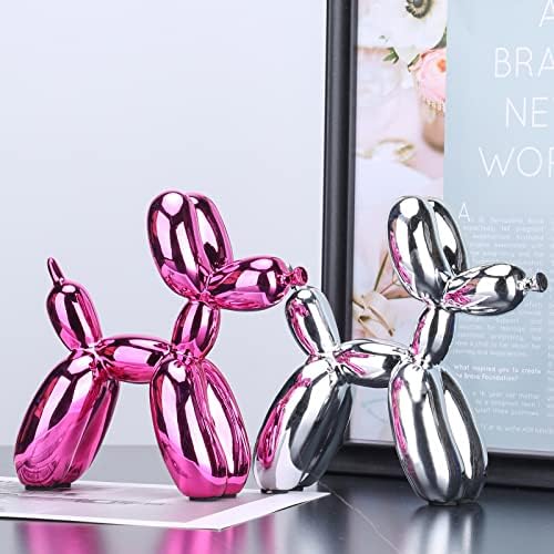 balloon dog sculpture modern home decor Collectible Figurines funky statues for bedroom trendy Animal living room decor Art resin decoration office standing deskdecor (11.8*11.8*4.7inch, pink) - Image 5