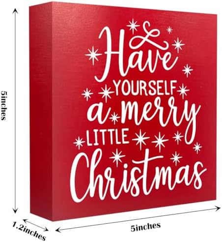 Have Yourself A Merry Little Christmas Decor, Merry Christmas Decor for Home, Cute Xmas Decorations for Table, Funny Xmas Decorations Sign 5 x 5 inches - Image 2