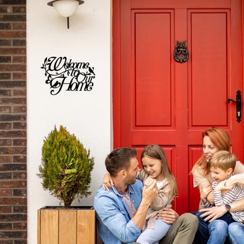 Welcome to Our Home Metal Wall Sign, Entryway Decor, Black,10x14.1 inches - Image 5