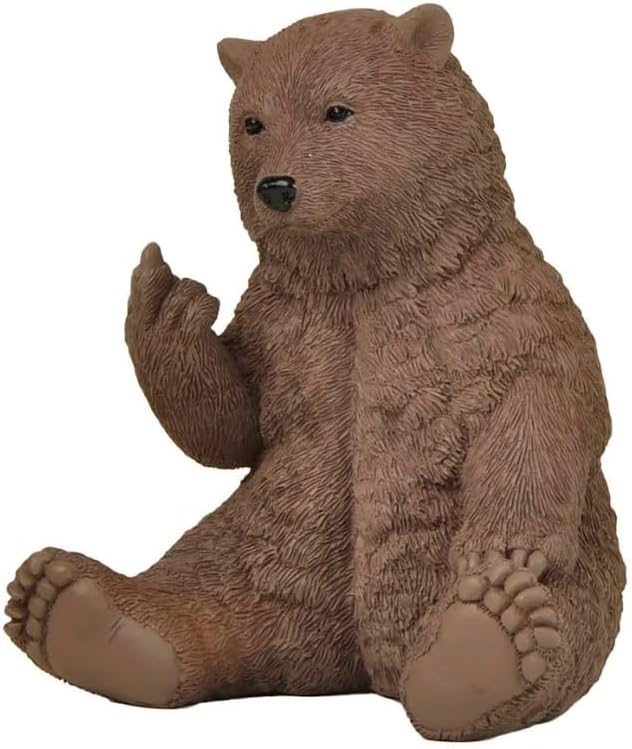 JFSM INC. Brown Bear Raising Middle Finger Figurine Funny Hilarious Decor - Cabin Themed Decor, Funny Bear Gifts, - Image 5