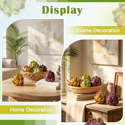 6Pcs Large Faux Artichokes, Bowl Filler Decor for Home Kitchen - Image 3
