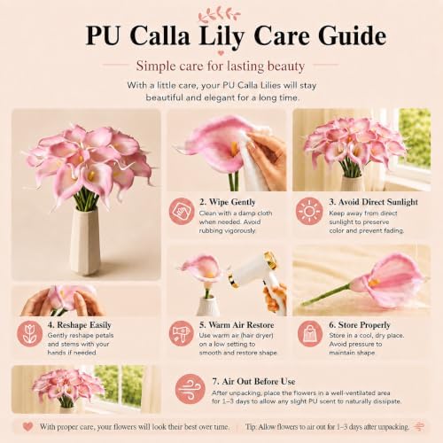 Mandy's 20pcs Pink Calla Lily Artificial Flowers - Image 6