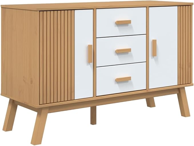 White and Brown Solid Pine Wood Sideboard - Image 2