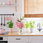 Artificial Pink Hydrangea Dahlias Mixed Bouquet in Vase for Farmhouse Decor - Image 3