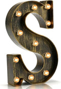 Pooqla Vintage Light Up Marquee Letters with Lights – Illuminated Industrial Style Lighted Alphabet Letter Signs - Coffee Bar Apartment Bedroom Wall Home Initials Decor A-Z by Pooqla