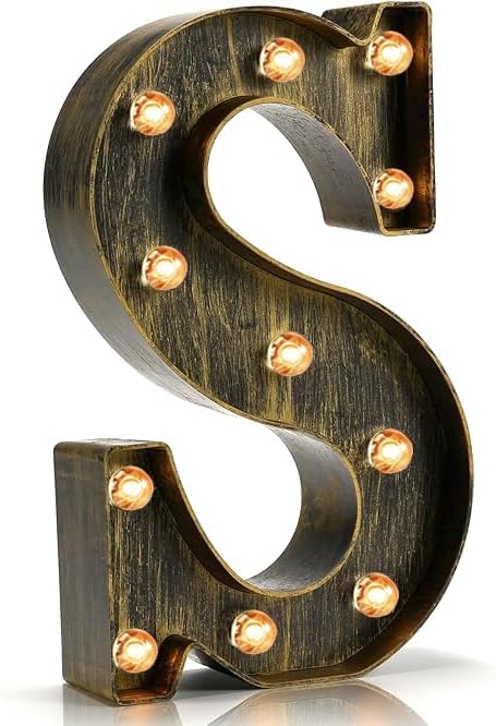 Pooqla Vintage Light Up Marquee Letters with Lights – Illuminated Industrial Style Lighted Alphabet Letter Signs - Coffee Bar Apartment Bedroom Wall Home Initials Decor A-Z by Pooqla
