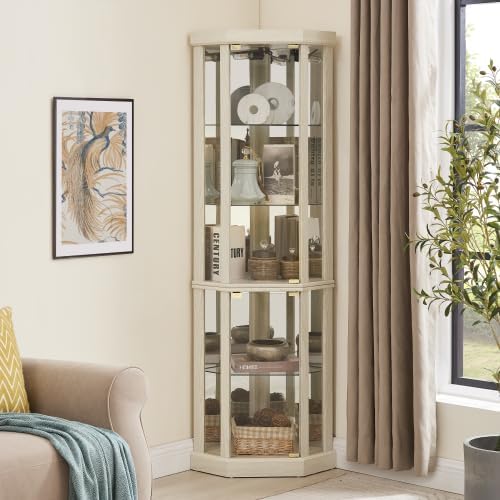 Corner Curio Cabinet, 150lbs Heavy Duty Glass Display Cabinet - Image 7