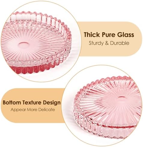 Modern Clear Coaster Set of 5- Glass Coasters for Drinks, Clear Pink - Image 4