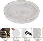 Hanobe Decorative Round Candle Holder Plate, Wood Coffee Table Tray, White - Image 4