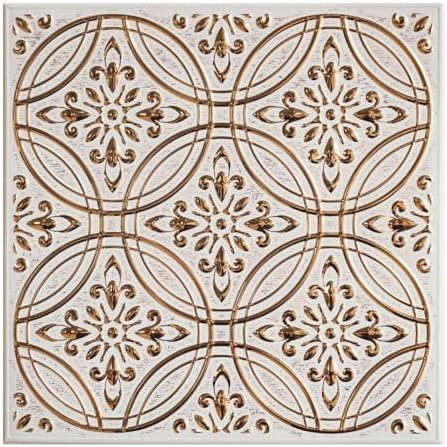 Peel and Stick Metal Tiles, Pastel Painted Gold, 10-Pack by WallWear