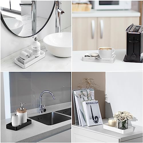 Gurygo 8" - Small Rectangular Vanity Tray for Bathroom - Ceramic Kitchen Soap Tray - Countertop and Vanity Tray - Comestic Holder Bathtub Organizer - Bathroom Tray, (White, Set/1) - Image 7