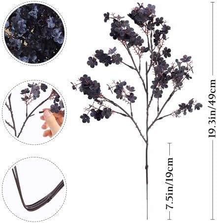 SITUMEIZI 6Pcs Black Artificial Baby's Breath Flowers 19.3 Inch Silk Gypsophila Bundles Real Touch Fake Flowers for Wedding, Home Decor, Fall Centerpieces DIY Floral Arrangement - Image 5