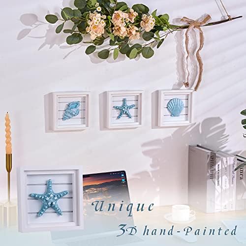 LODOCAVE Blue Seashell Starfish Coastal Wall Decor, 6.3"x6.3" - Image 2