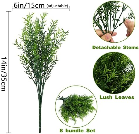 XLFAQXM Artificial Plants Flowers Grass Shrubs 8 Pack No Fade Faux Plastic Flowers Outdoor for Farmhouse Garden Porch Patio Indoor Wedding Decoration Greenery Fake Plants uv Resistant - Image 3