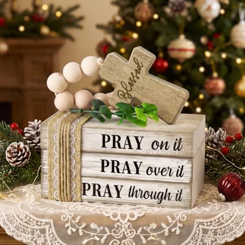 4 Pcs Christian Table Decor Wooden Cross Wooden Bible Verse Sign - Image 5