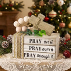 4 Pcs Christian Table Decor Wooden Cross Wooden Bible Verse Sign - Image 5