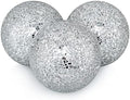MDLUU 4" Decorative Orbs, Mosaic Sphere Balls, Centerpiece Balls for Bowls, Vases, Dining Table Decor, Pack of 3 (Silver) by MDLUU