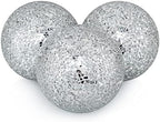 MDLUU 4" Decorative Orbs, Mosaic Sphere Balls, Centerpiece Balls for Bowls, Vases, Dining Table Decor, Pack of 3 (Silver) by MDLUU