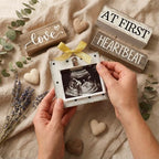 CroBlissful 4 Pcs Ultrasound Picture Frame Gender Reveal Gifts for Parents Wooden Sonogram Pregnancy Keepsake Love at First Heartbeat Pregnancy Gifts for Expecting Dad Mom, Baby Shower Decor - Image 5