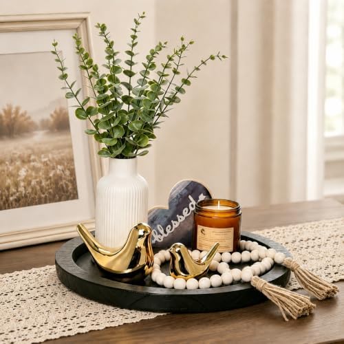Rustic Modern Farmhouse Decor Set of 7 for Home Decor Living Room, Kitchen Counter, or Coffee Table Centerpieces Decor, Wood Round Decorative Tray Gifts for Women Men by ZENLIV