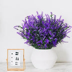 XLFAQXM 8 Pack Artificial Plants Flowers Grass Shrubs Lavender No Fade Faux Plastic Flowers Outdoor for Farmhouse Garden Porch Patio Indoor Wedding Decoration Greenery Fake Plants uv Resistant - Image 6