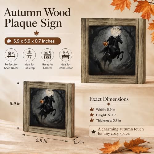 Headless Horseman Wood Plaque Sign, Halloween Gothic Shelf Art Decor 50 - Image 2
