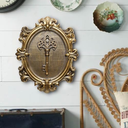 Vintage Key Wall Sculptures 2 Pack Antique Wall Decor Hallway Wall Art for Home Hand Painted Decoration with Embossed Key Design Vintage Decor for Living Room Bedroom Gallery Unique Gifts (Gold keys) - Image 4