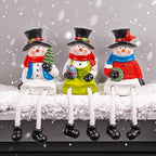 Dazzle Bright Christmas Figurines, Set of 3 Resin Santa Snowman Sitters with Dangling Legs, Xmas Table Fireplace Shelf Sitters Decorations Sitting Figurines Ornament for Indoor Home Decor by DazzleBright