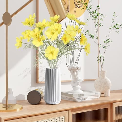 IPOPU Fake Yellow Flowers Artificial Daisies 5PCS Silk Cosmos Fake Daisies Wild Flowers 24.5”Artificial Wildflowers Table Decor for Baby Shower Centerpieces Wedding Bouquet (Yellow) - Image 6