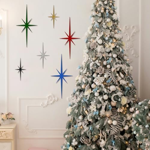 4 Pcs Star Wall Art for Home Decor Living Room Bedroom Office Metal 3D,Bling,with Hanging Hook Starburst Midcentury Sculpture Retro Gallery Accent Celestial -Gold 16.5in/9.4in - Image 3