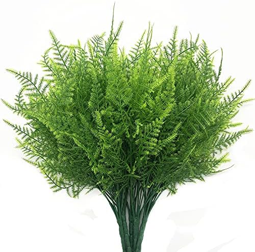Artificial Plants, Plastic Shrubs Fern Grass Leaves Fake Bushes Outdoor Indoor Greenery Home Garden Décor Verandah Planting Filler Table Centerpieces Arrangements DIY Decoration 4 Pack - Image 3