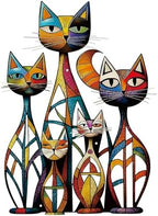 Wesiti Metal Cat Wall Art Decor Signs Colorful Mid Century 10.6x15.7 by Wesiti