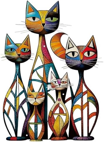 Wesiti Metal Cat Wall Art Decor Signs Colorful Mid Century 10.6x15.7 by Wesiti