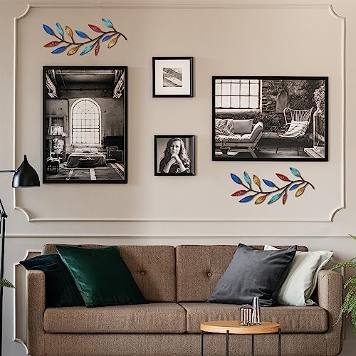 Zhengmy 2 Pcs Metal Leaf Wall Art Vine Branch Decor,Elegant Color - Image 3
