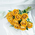 SITUMEIZI 15PCS Artificial Roses Silk Flowers Fake Roses Realistic Bouquet Long Stem with Gift Box for Mother's Gift Day Home Party Wedding Decorations(Gold) - Image 6