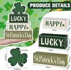 Marsui 4 Pcs St. Patrick's Day Decorations Shamrock Wooden Signs Green Irish Tabletop Centerpieces rustic Distressed Shamrock Blocks St Patricks Day Decor for Home Table Kitchen Shelf Tiered Tray - Image 3