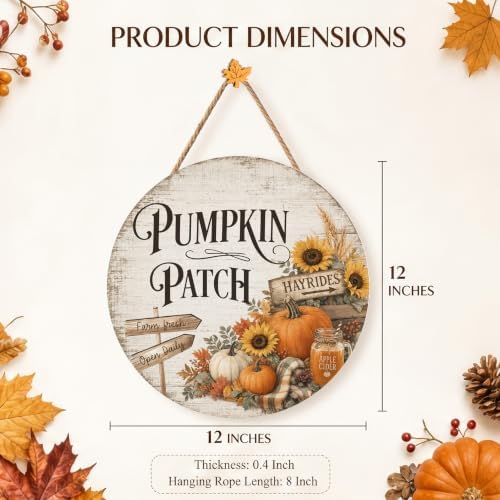 Fall Pumpkin Patch Decorations for Home, Retro Pumpkin Patch Wooden Sign - Image 2