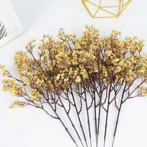8Pcs Artificial Babys Breath Flowers Real Touch Fake Gold Flower Decoration - Image 6