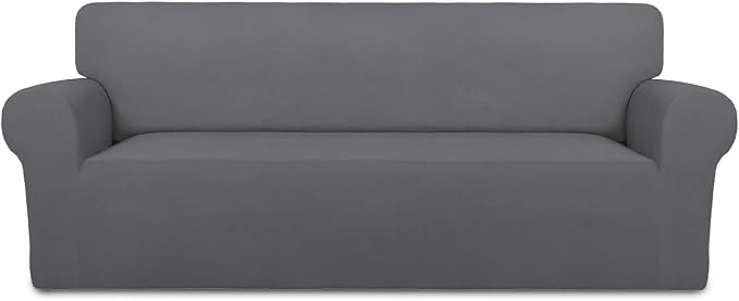 PureFit Stretch Oversized Couch Covers Fleece Sofa Slipcovers Gray | 1-Piece by PureFit