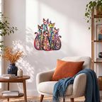 Wesiti Cat Wall Art Iron Sculpture 10.4 x 12.6 Inches Mid Century Muted - Image 6