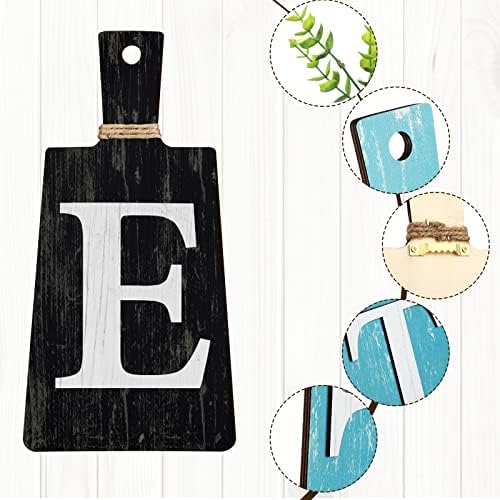 Jetec Cutting Board Eat Sign Set Wall Decor, Black, White, Teal - Image 4