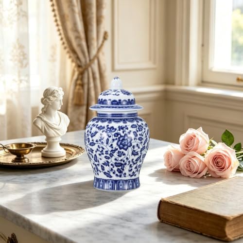 10 inch Blue and White Ginger Jar, Medium Chinoiserie Ginger Jar - Image 4
