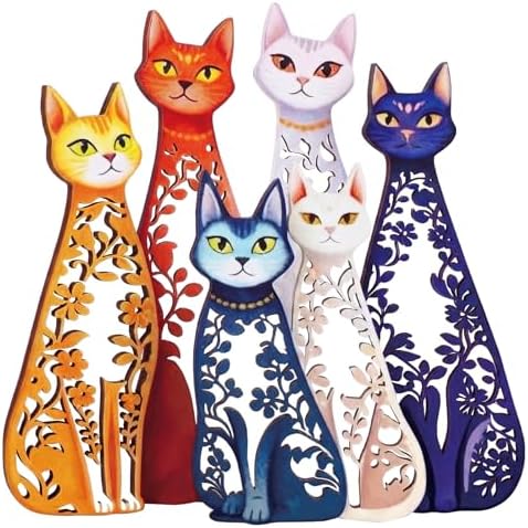 Wesiti Metal Cat Wall Art Decor Colorful Sculptures Mid Century 11.4x11.2 by Wesiti