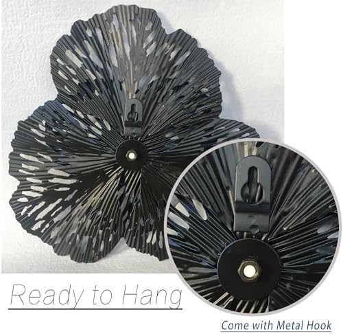 Metal Flower Wall Art Decor, 10" Blue White Layered Floral Sculpture - Image 5