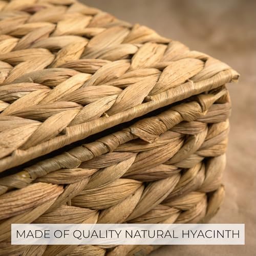 Decorative Storage Boxes with Lids - Set of 2 Wicker Organizer Shelf Bins - Image 7