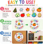 Fall Classroom Decor, Welcome to Our Classroom Sign, Classroom Door Sign with Seasonal Icons, Teacher Classroom Decor, Back to School Decorations, Teacher Door Hanger for Preschool Kindergarten Elementary - Image 3